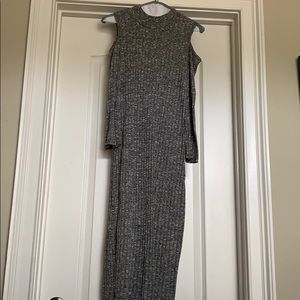 Stretchy ribbed turtle neck sweater dress